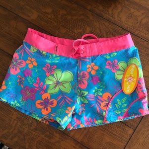 Women's Neon Flowered Boardshorts